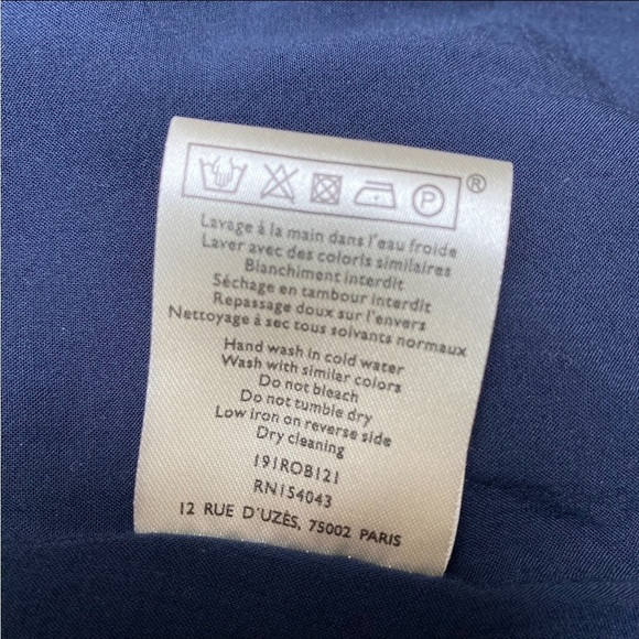 Sézane Anastasia Silk Floral Wrap Mini Dress Navy Parisian Chic US 4 - Picture 13 of 13